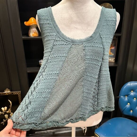 Anthropologies Meadow Rue Green Knit Tank Top Size Small - Picture 3 of 10
